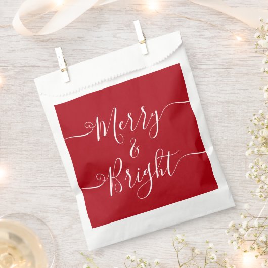 Merry en Bright | Moderne Typografie Red Kerstmis Bedankzakje (Geknipt)