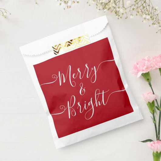 Merry en Bright | Moderne Typografie Red Kerstmis Bedankzakje (Gezegeld)