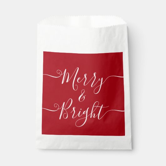 Merry en Bright | Moderne Typografie Red Kerstmis Bedankzakje (Voorkant)