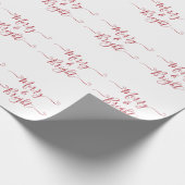 Merry en Bright | Moderne Typografie Red Kerstmis Cadeaupapier (Hoek)