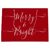 Merry en Bright | Moderne Typografie Red Kerstmis Groot Cadeauzakje (Voorkant)