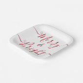 Merry en Bright | Moderne Typografie Red Kerstmis Papieren Bordje (Gebogen)