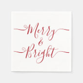 Merry en Bright | Moderne Typografie Red Kerstmis Servet (Voorkant)