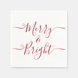 Merry en Bright   Moderne Typografie Red Kerstmis Servet