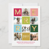 Merry en Bright Multi-PhotoHoliday Card Feestdagenkaart (Voorkant)