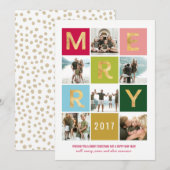 Merry en Bright Multi-PhotoHoliday Card Feestdagenkaart (Voorkant / Achterkant)