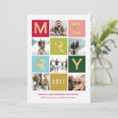 Merry en Bright Multi-PhotoHoliday Card Feestdagenkaart (Staand voorkant)