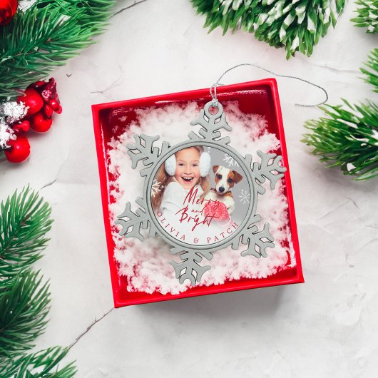 Merry en Bright | Pet Holiday Snowflake Tin Sneeuwvlok Ornament