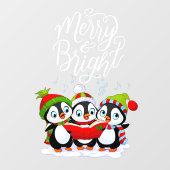Merry en Bright pinguïns Raamsticker (Vel)