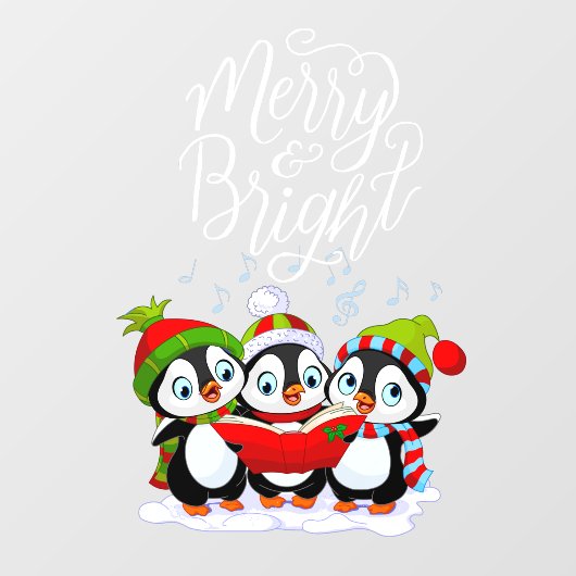 Merry en Bright pinguïns Raamsticker (Vel)