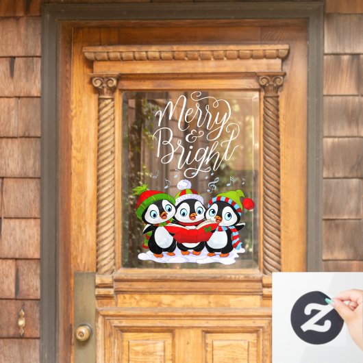 Merry en Bright pinguïns Raamsticker (Huis Deur)