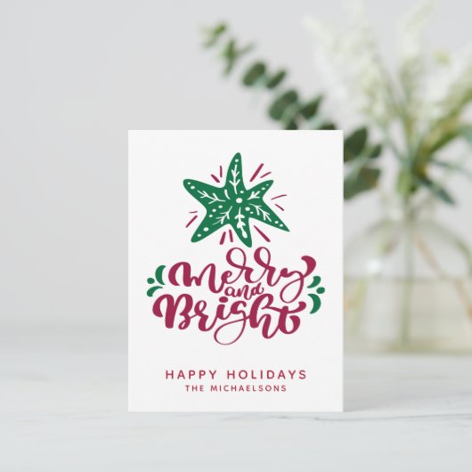 Merry en Bright | PRETTIGE FEESTDAGEN Briefkaart (Staand voorkant)