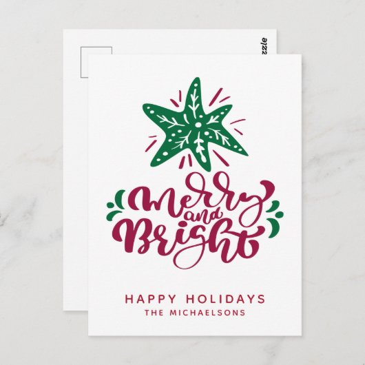 Merry en Bright | PRETTIGE FEESTDAGEN Briefkaart (Voorkant / Achterkant)