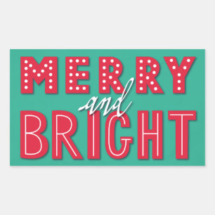 Merry en Bright Rechthoekige Sticker