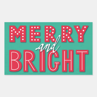 Merry en Bright Rechthoekige Sticker