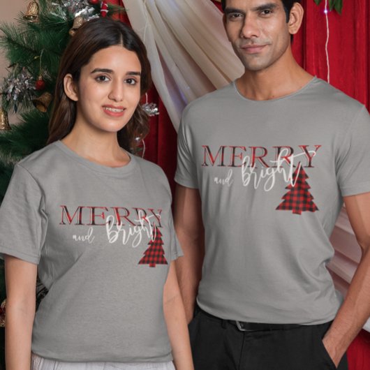 Merry en Bright Red Buffalo-spelstructuur T-shirt