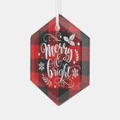 Merry en Bright Red en Black Buffalo Glas Ornament (Voorkant links)
