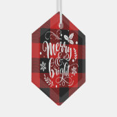 Merry en Bright Red en Black Buffalo Glas Ornament (Voorkant Rechts)
