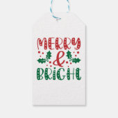 Merry en Bright Red en Green Holly Kerstmis Cadeaulabel (Achterkant)