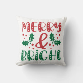Merry en Bright Red en Green Holly Kerstmis Kussen