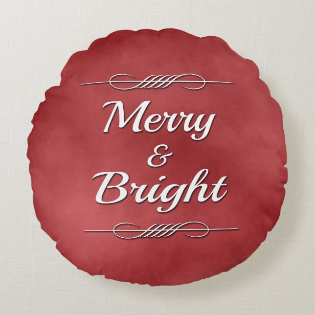 Merry en Bright Rond Kussen (Voorkant)