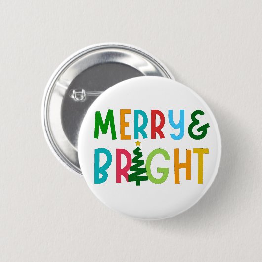 MERRY EN BRIGHT RONDE BUTTON 5,7 CM (Voorkant /achterkant)