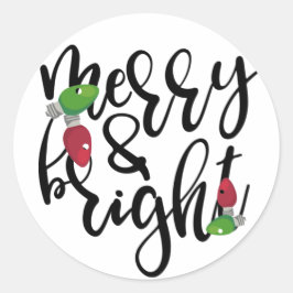 Merry en Bright Ronde Sticker