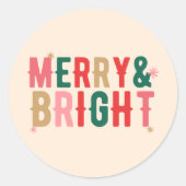 Merry en Bright Ronde Sticker (Voorkant)