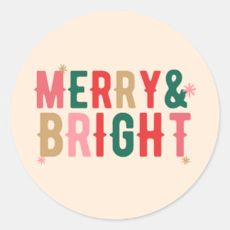 Merry en Bright Ronde Sticker