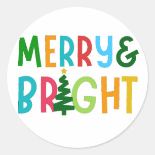 MERRY EN BRIGHT RONDE STICKER
