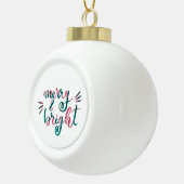 Merry en bright - roze en groen keramische bal ornament (Rechts)