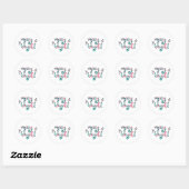Merry en bright - roze en groen ronde sticker (Vel)