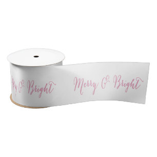 Merry en Bright Roze   Holiday Ribbon Satijnen Lint