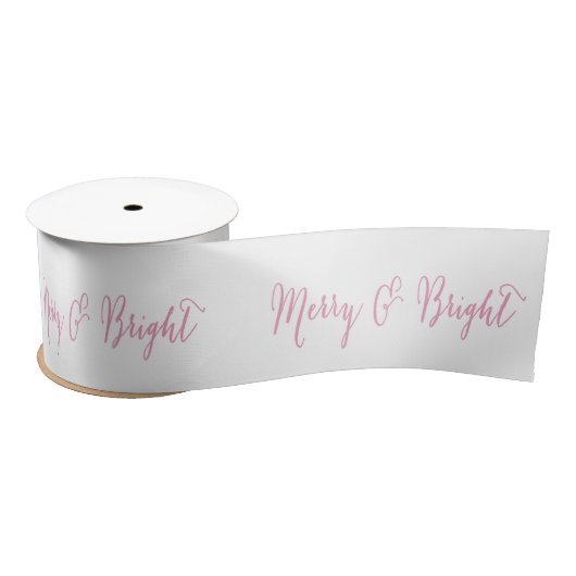Merry en Bright Roze | Holiday Ribbon Satijnen Lint (Spoel)