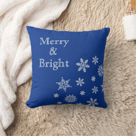 Merry en Bright Snowflakes Blue Kerstmis Kussen