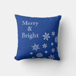 Merry en Bright Snowflakes Blue Kerstmis Kussen