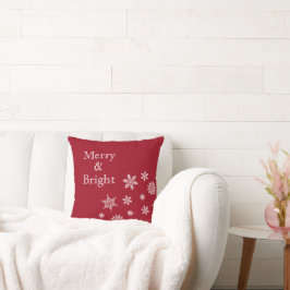 Merry en Bright Snowflakes, rode kerst Kussen