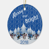 Merry en Bright Snowmen Keramisch Ornament (Links)