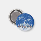 Merry en Bright Snowmen Magneet (Voorkant / Achterkant)