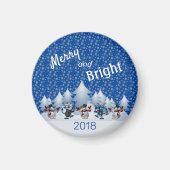 Merry en Bright Snowmen Magneet (Voorkant)