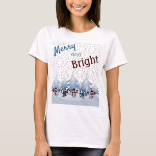 Merry en Bright Snowmen T-shirt