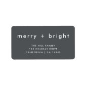 Merry en Bright | Stijlvol grijs retouradres Etiket (Voorkant)