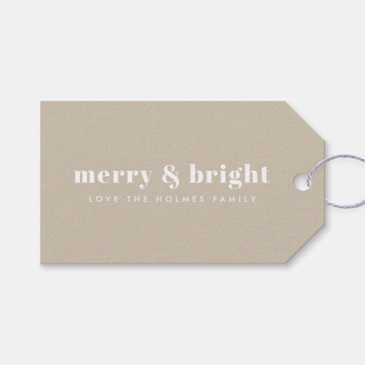 Merry en Bright | Stijlvol kerststalletje Cadeaulabel (Voorkant (Horizontaal))