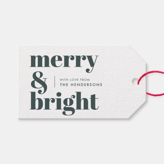 Merry en Bright | Stijlvolle boskerst Cadeaulabel (Voorkant (Horizontaal))