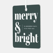 Merry en Bright | Stijlvolle boskerst Metalen Ornament (Voorkant links)
