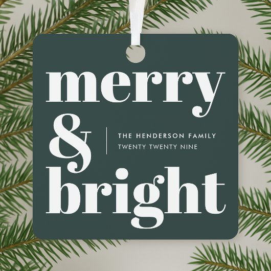 Merry en Bright | Stijlvolle boskerst Metalen Ornament