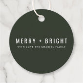 Merry en Bright | Stijlvolle donkergroene kerst Bedankjes Labels (Voorkant)