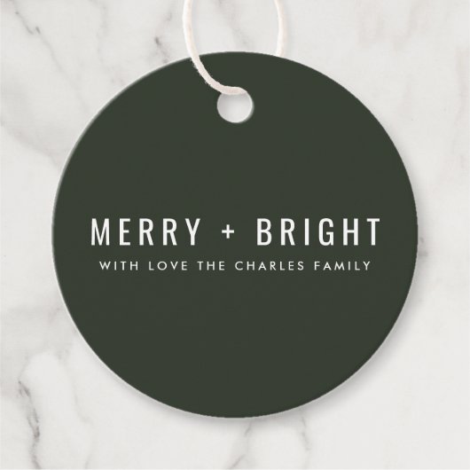 Merry en Bright | Stijlvolle donkergroene kerst Bedankjes Labels (Voorkant)