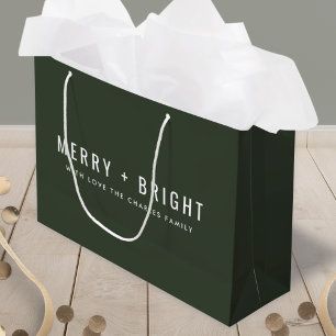 Merry en Bright   Stijlvolle donkergroene kerst Groot Cadeauzakje