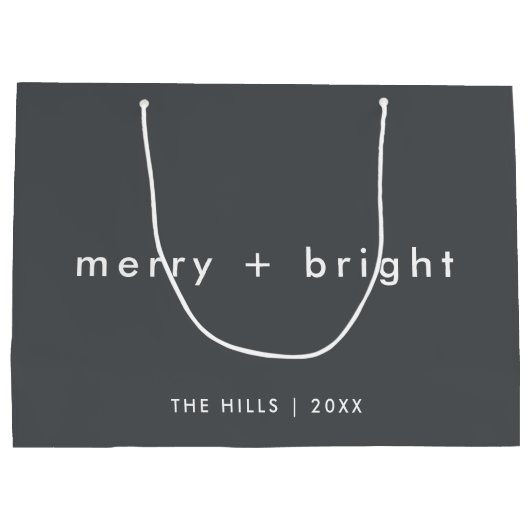 Merry en Bright | Stijlvolle kerst met houtskool Groot Cadeauzakje (Achterkant)